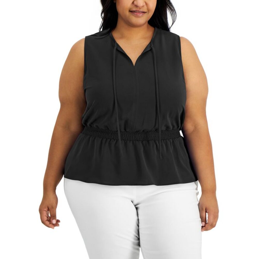 Alfani Plus Size Smocked Waist Top